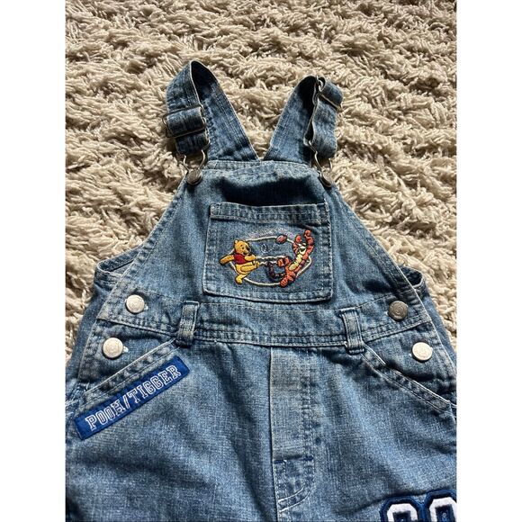 Vintage Embroidered Winnie The Pooh Tigger Overalls 18M Denim Football 68 - Picture 2 of 11